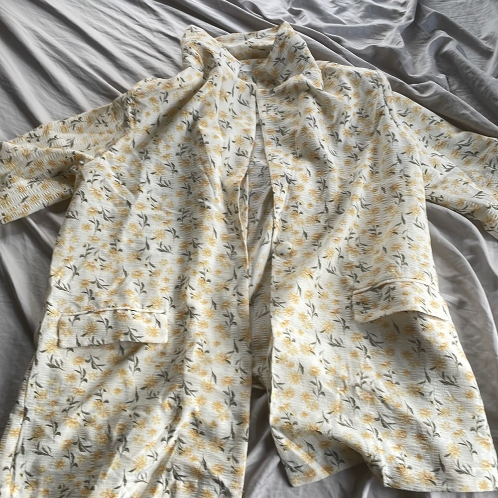 flower blazer, functional pockets, m.n.i los angeles, large